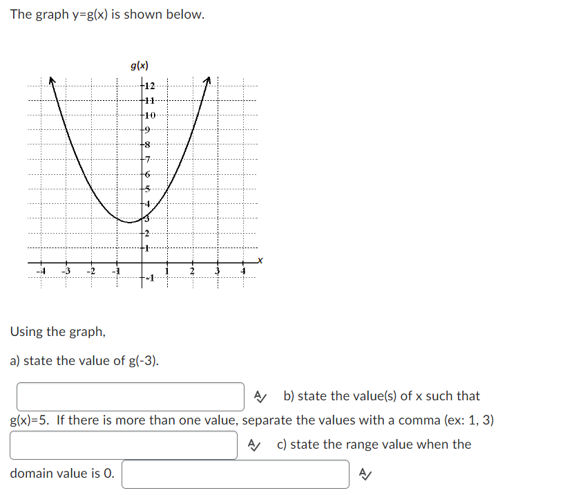 and range using set notation. Indicate if the graph is a function