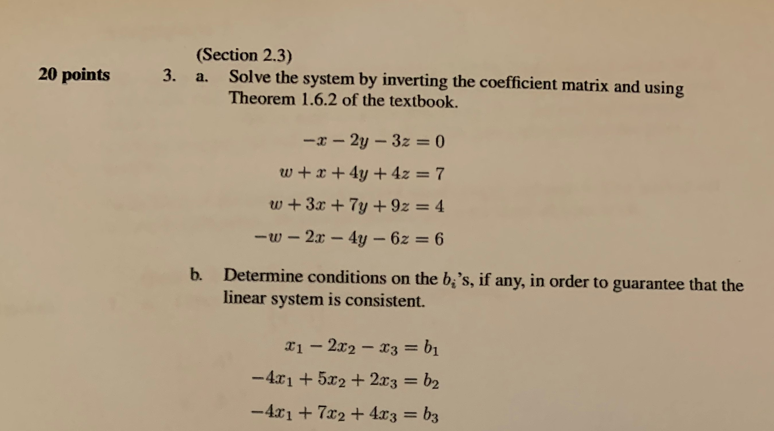 Please show step by step (Section 2.3) 20 points 3. a. Solve