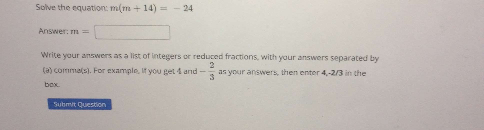 p = Write your answers as a list of integers or reduced