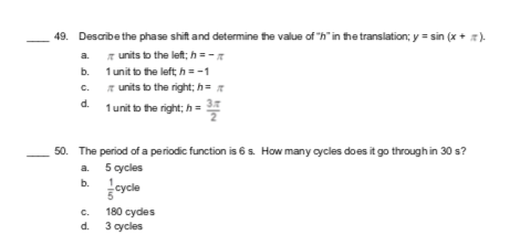 in radians: csc a. 45 b. C. 45. Identify the domain and
