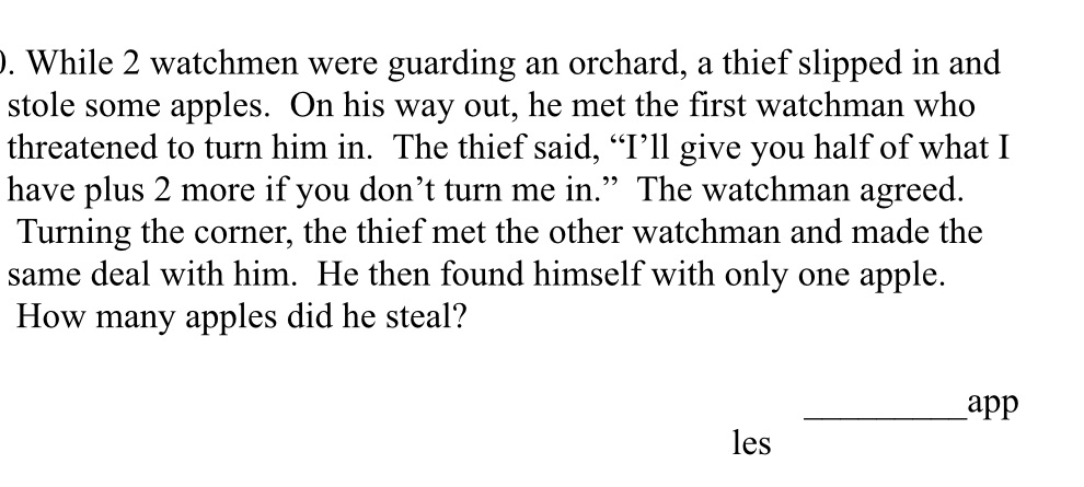 Help!! Please ). While 2 watchmen were guarding an orchard, a thief