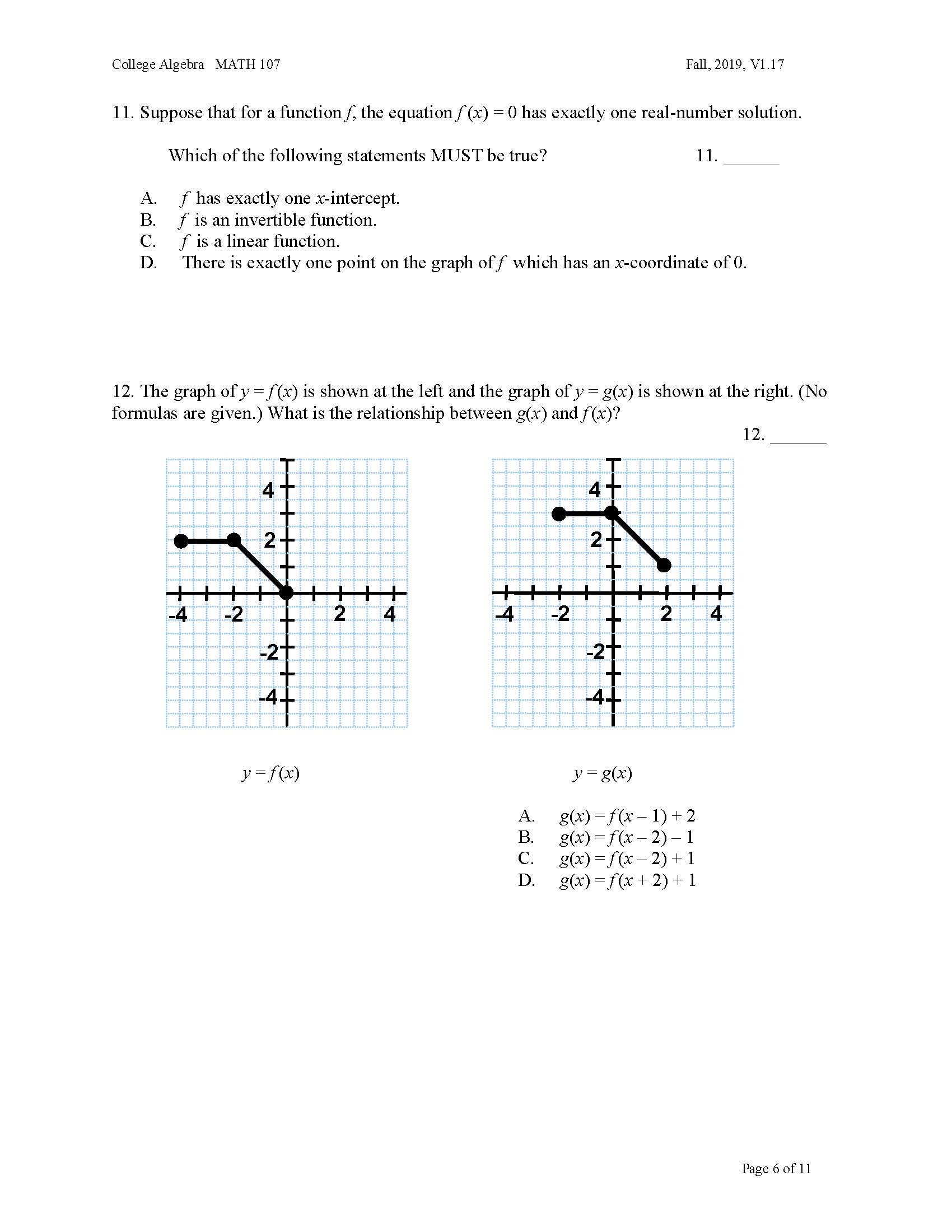 on the separate answer sheet provided. There are 30 problems. Problems #1712