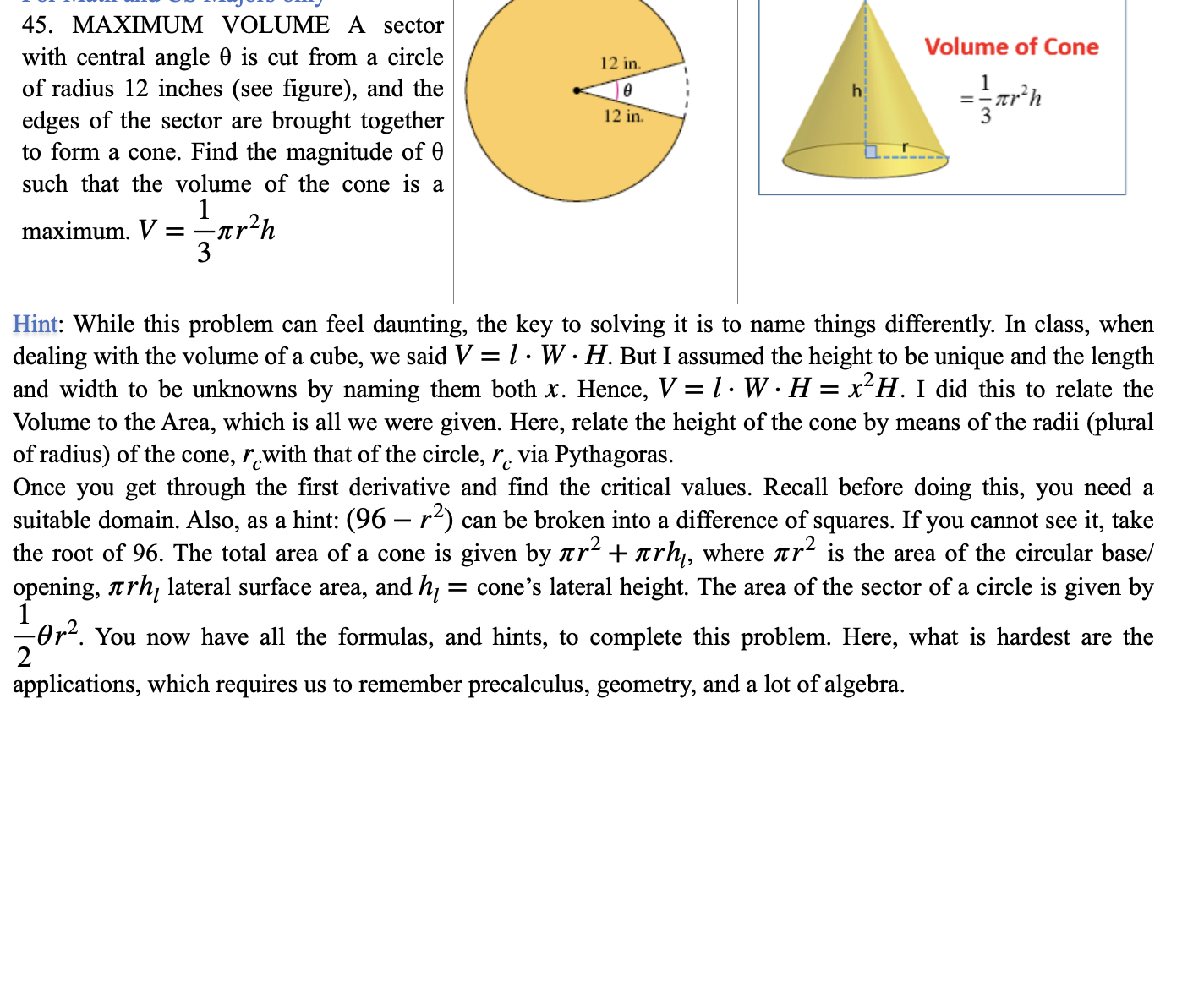  el e R R e Kt S 45. MAXIMUM VOLUME A