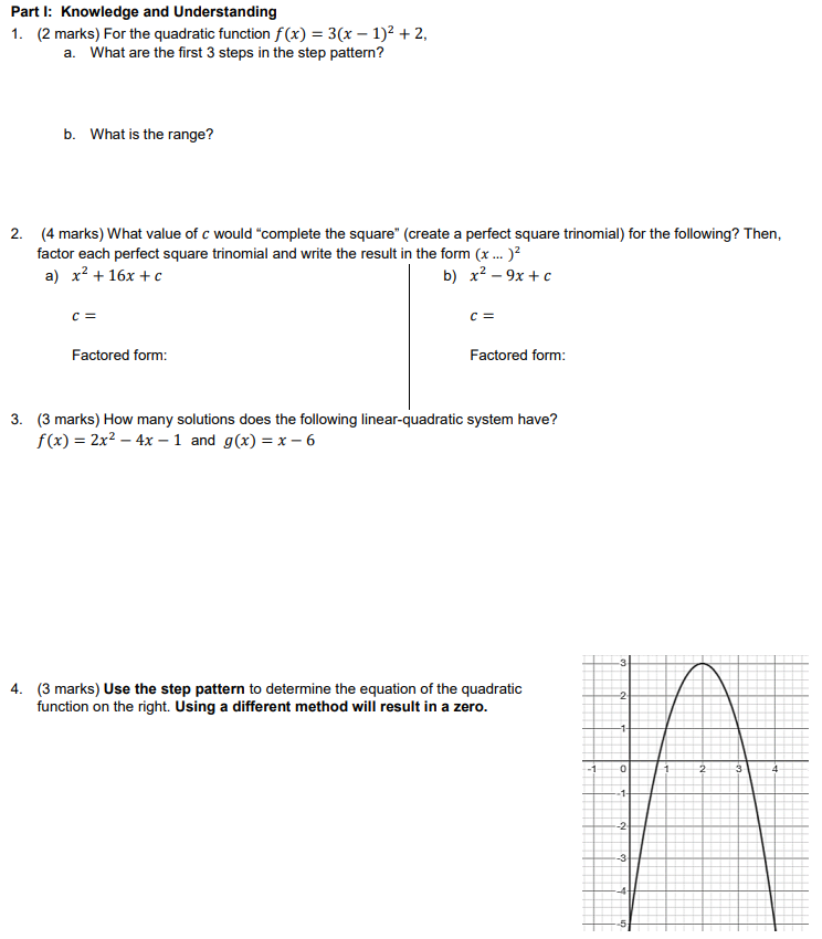the equation of a quadratic function with zeros at 2 and 6