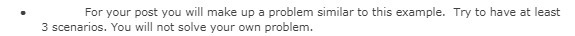 For your post you will make up a problem similar to