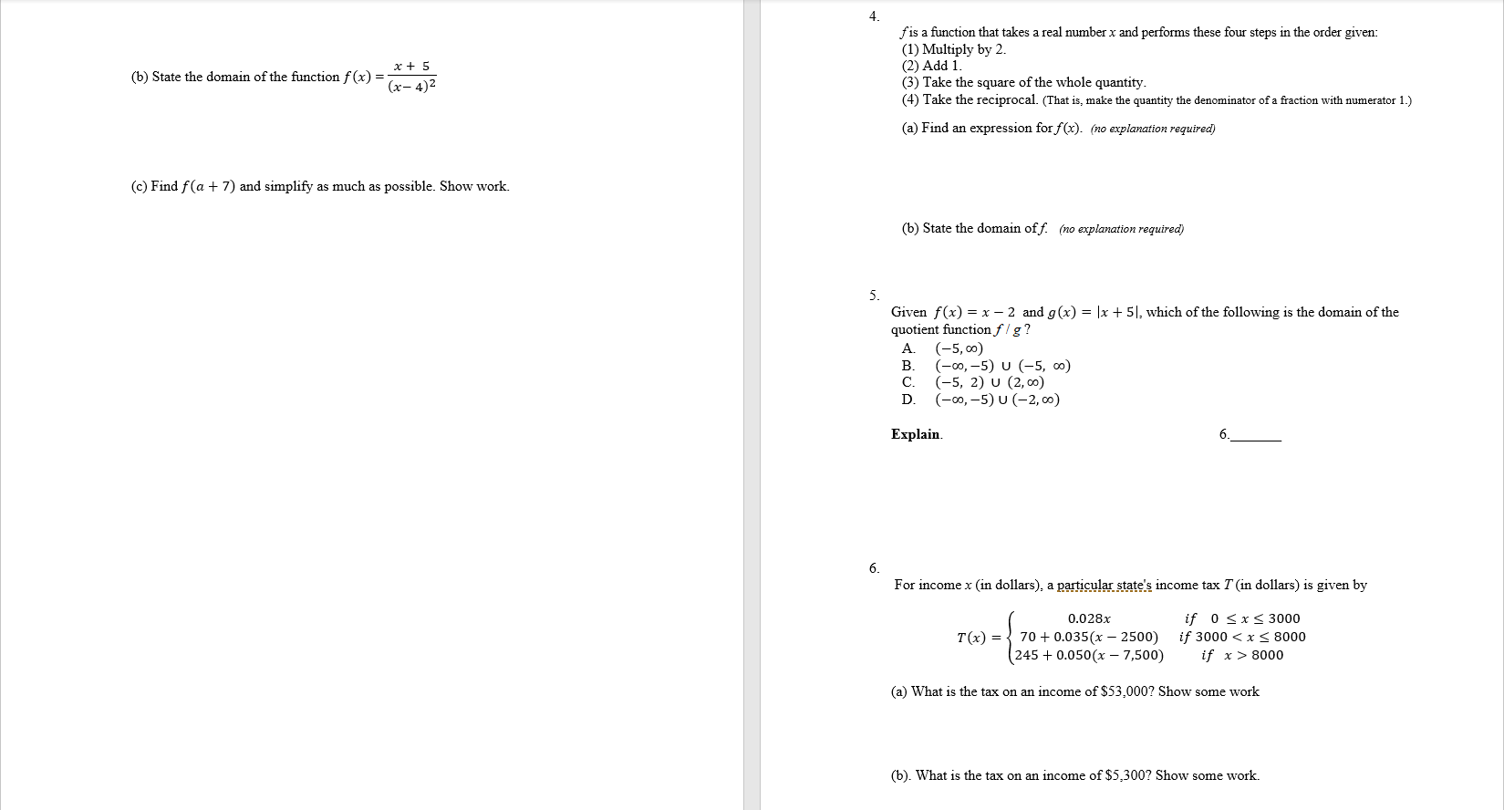 + 3. Consider the following graph of v = f (x). (no