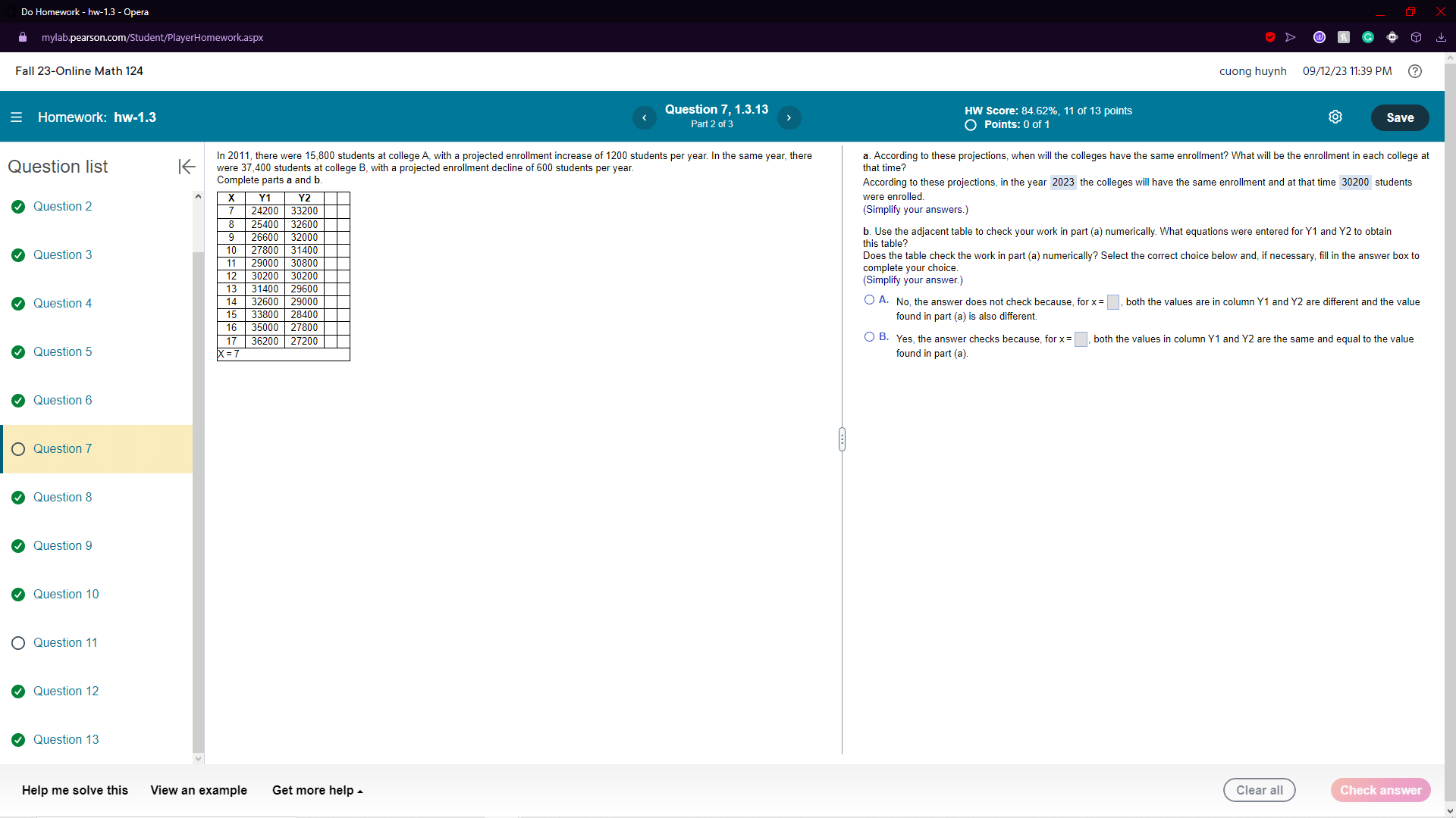  Do Homework - hw-1.3 - Opera mylab.pearson.com/Student/PlayerHomework.aspx D UR G Fall
