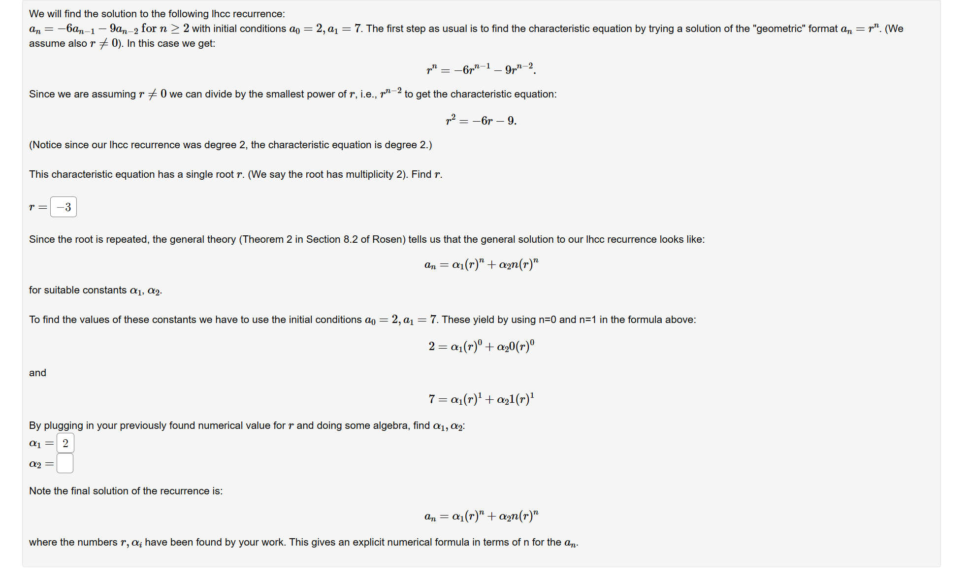 as usual is to nd the characteristic equation by trying a solution