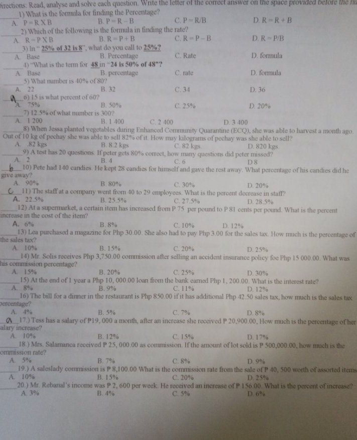 with solution please firections: Read, analyse and solve each question. Write the