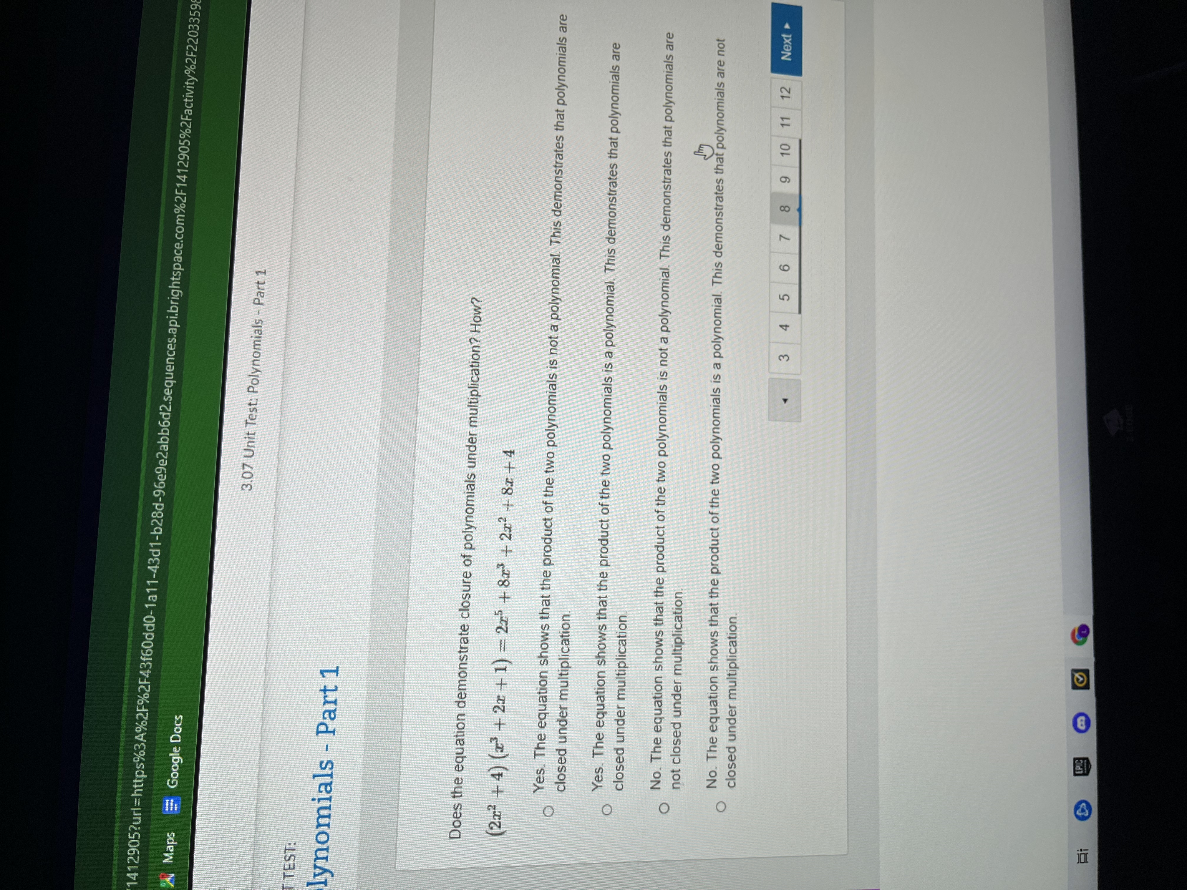 The equation shows that the sum of the two polynomials is a