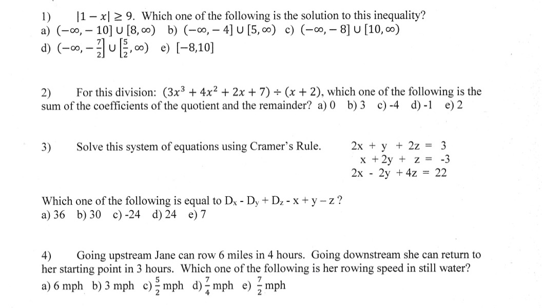 Need assistance solving for each problem. |1 - x| 2 9. Which