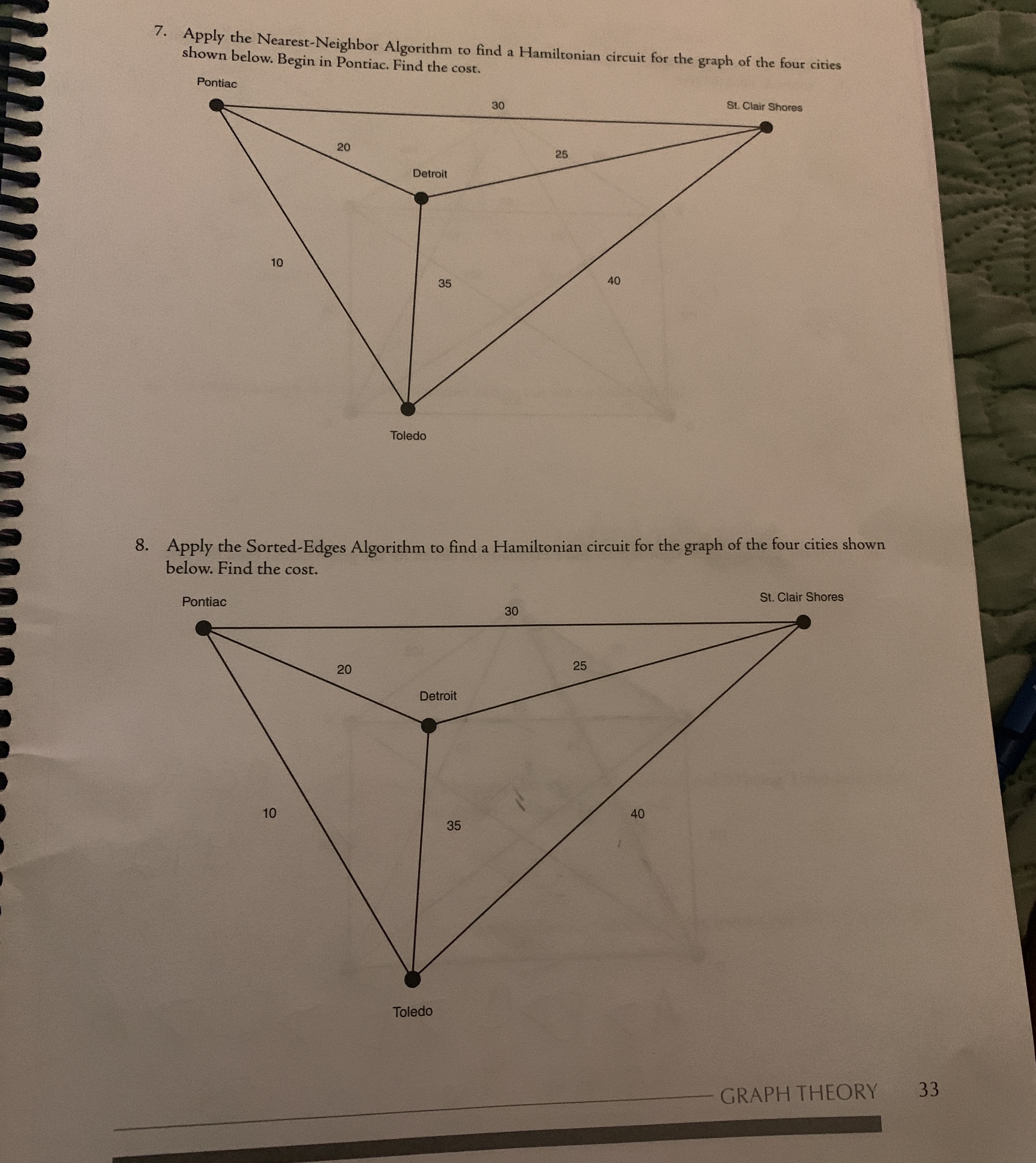 Hamiltonian paths and circuits worksheet 7. Apply the Nearest-Neighbor Algorithm to find