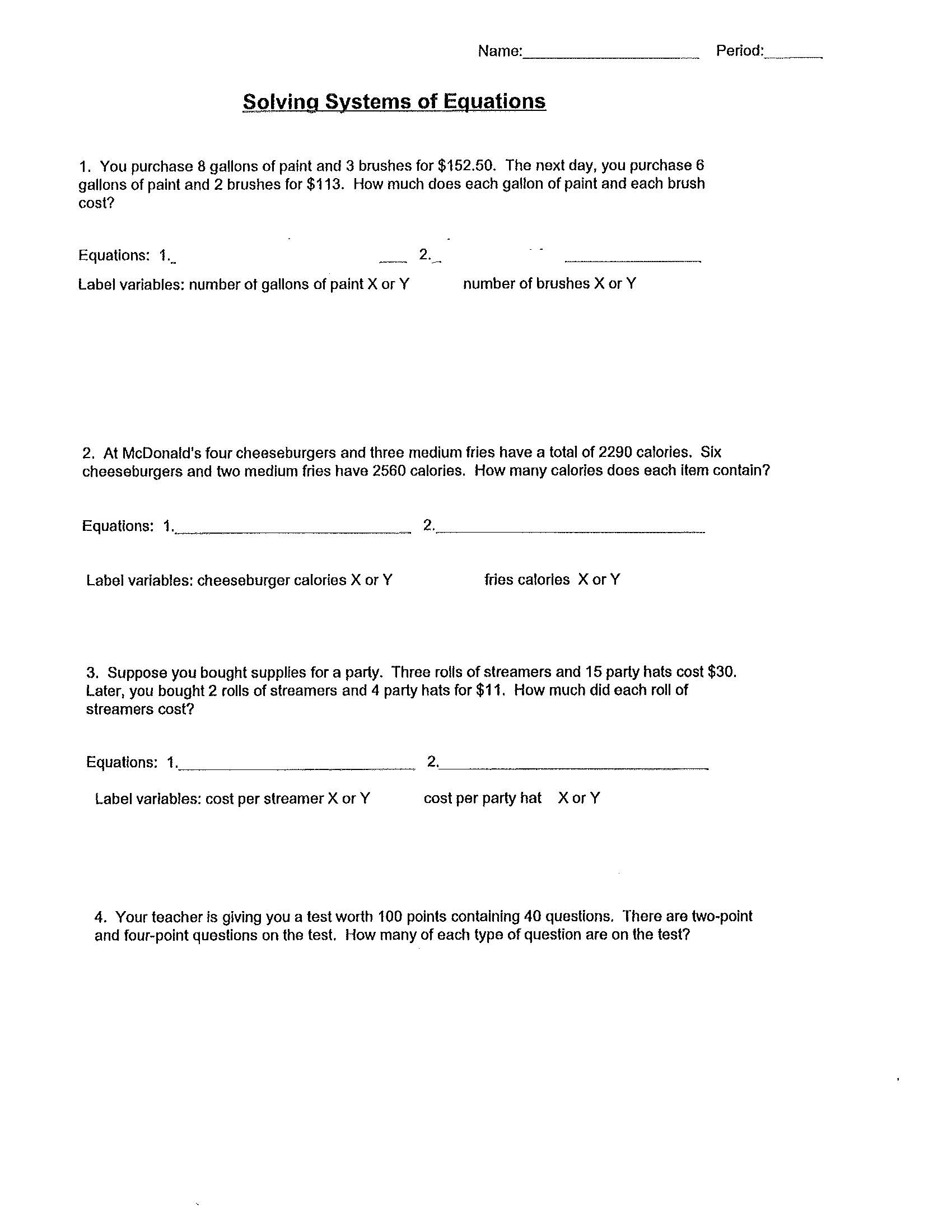 Please answer number 8 and show how the problem was solved. Name: