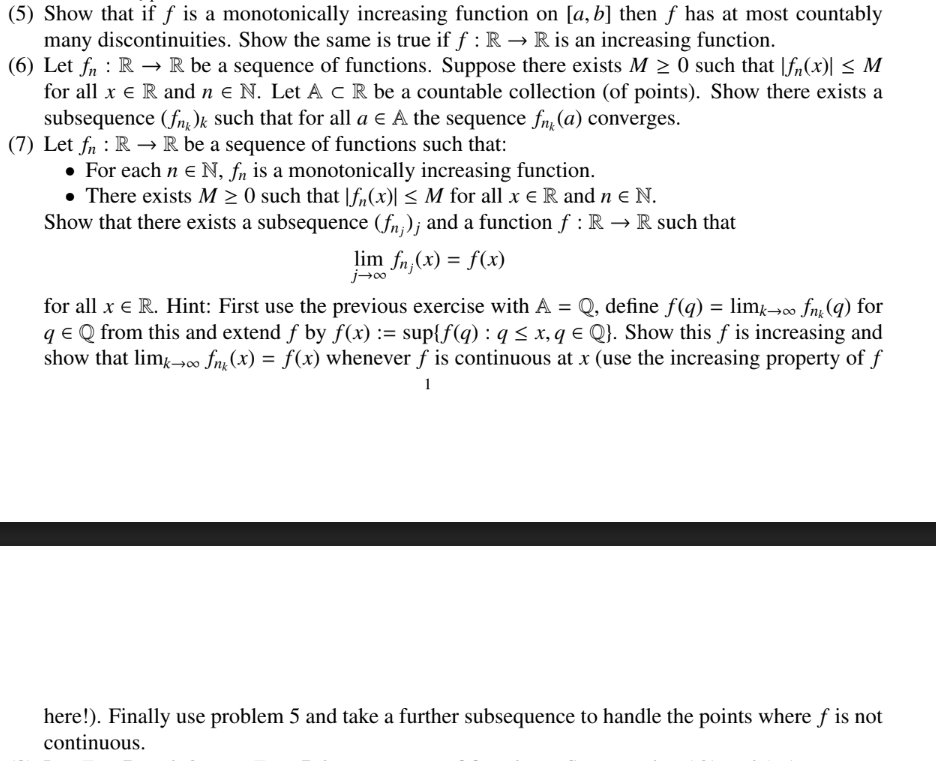 (5) Show that if f is a monotonically increasing function on