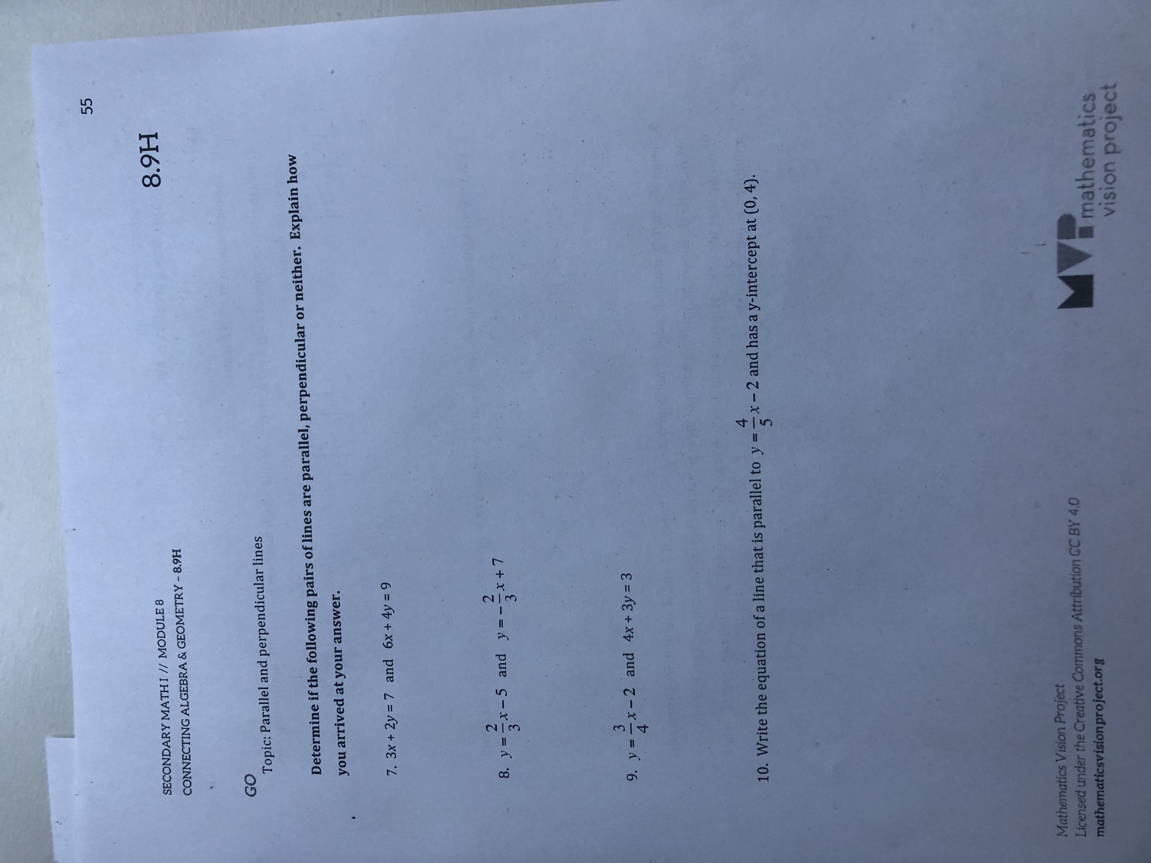 GEOMETRY - 8.9H SET Topic: The determinant of a 2 X 2