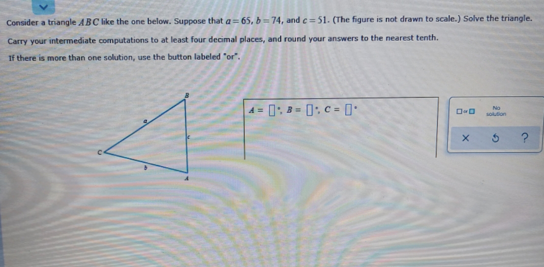 I need help with this. Consider a triangle ABC like the one