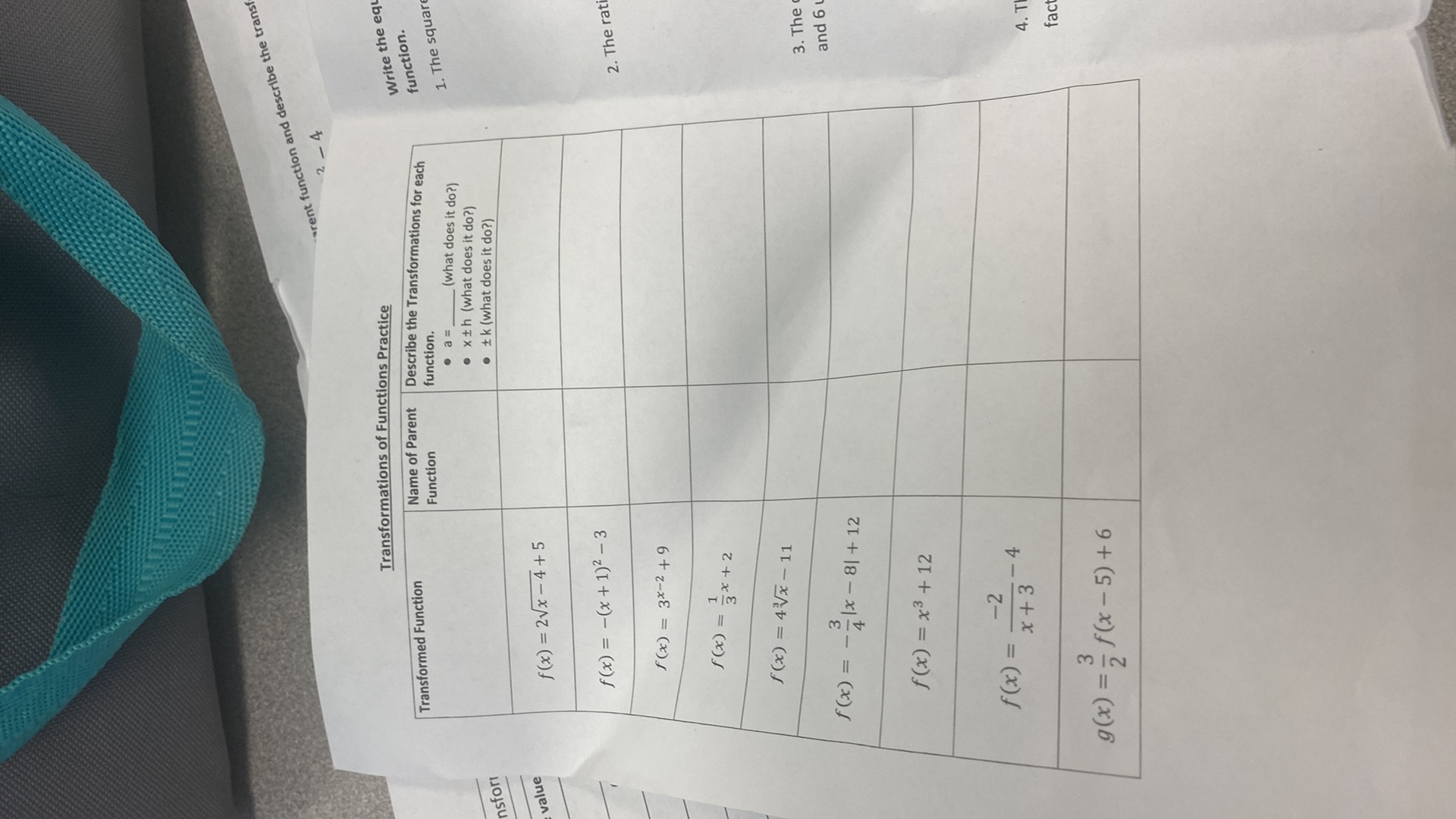 arent function and describe the trans 2 - 4 Transformations of