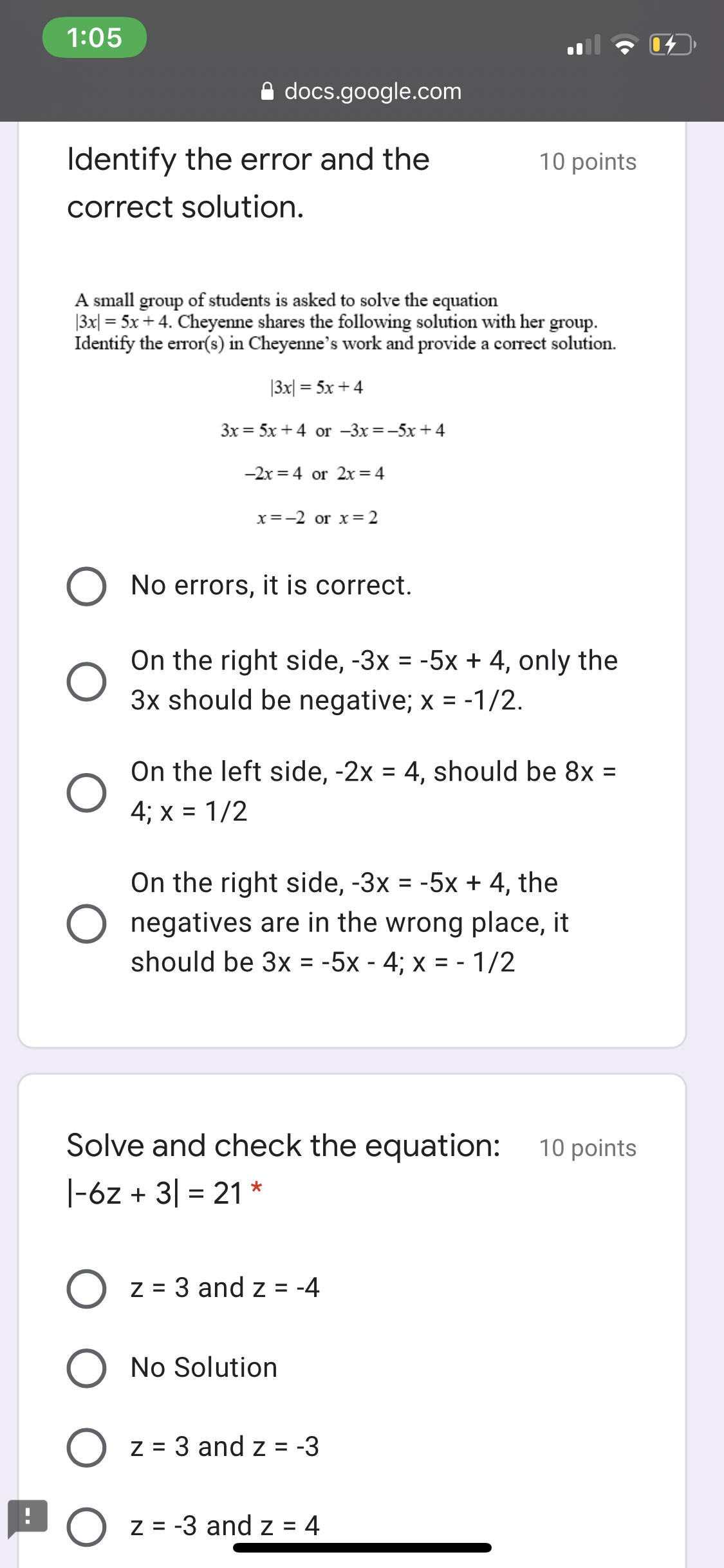 extraneous solutions: * 13w + 21-3 = 3w+4 O X = -4