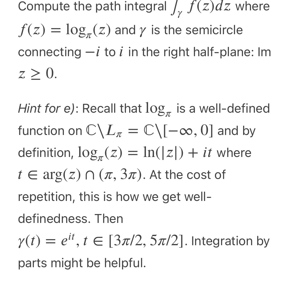 This is a complex analysis question Compute the path integral / f