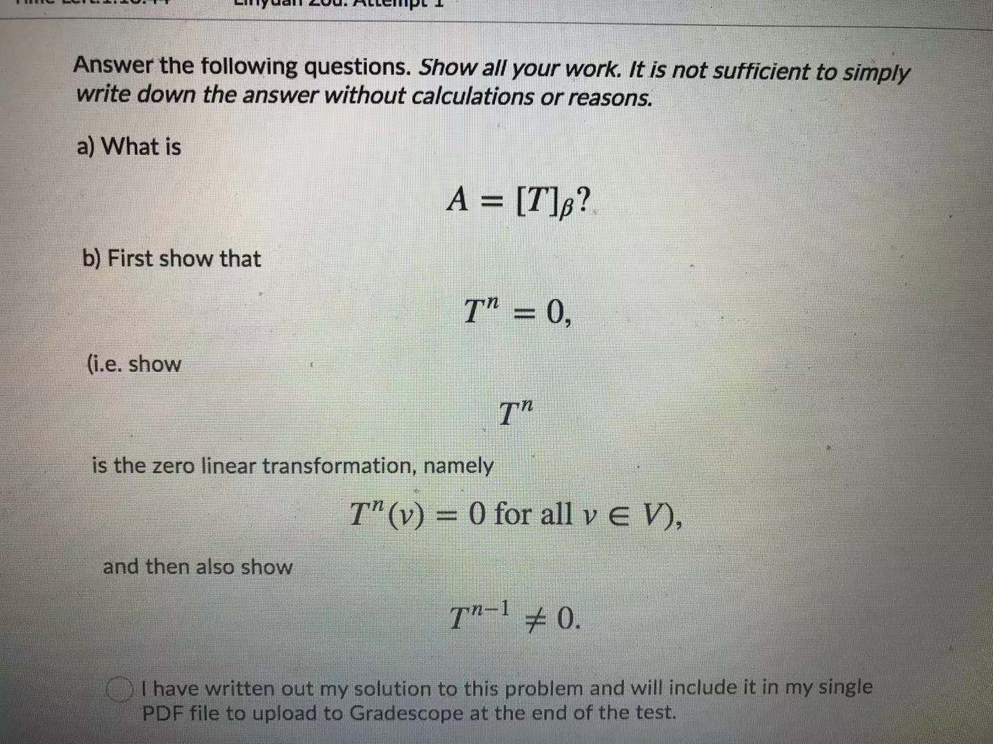 dimension n and let B = { v1, v2, . .. ,