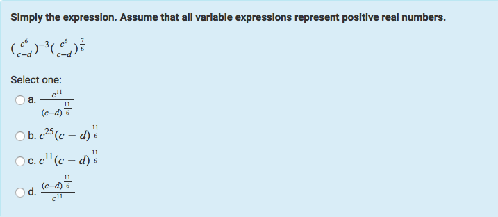 Question found below. Simply the expression. Assume that all variable expressions represent