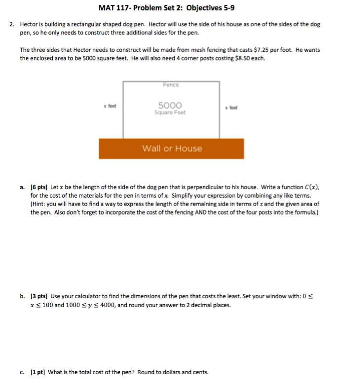 please show work MAT 117- Problem Set 2: Objectives 5-9 2. Hector