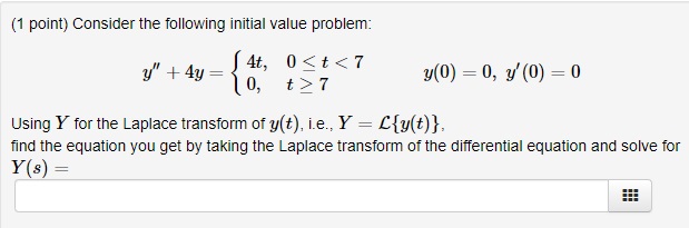 644 thanks (1 point) Consider the following initial value problem: y" +