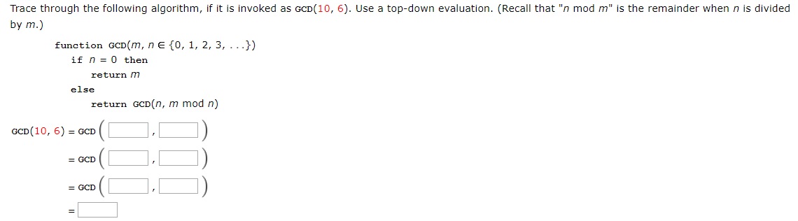 I need some help with the following problem. Trace through the following