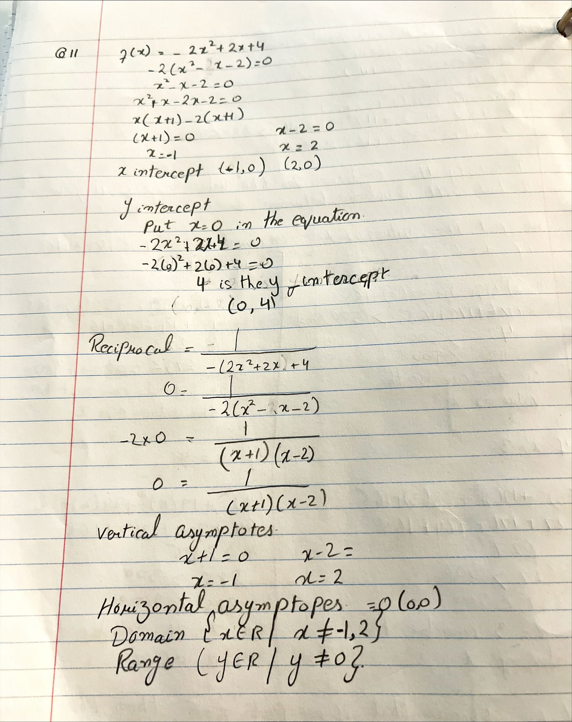 its reciprocal on the same or separate axes. Explain your thinking. \f7