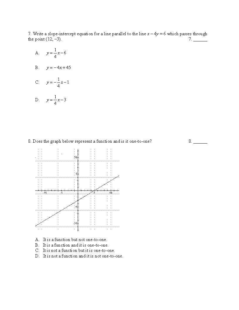 functions corresponds to the graph? 10. . . . . . .