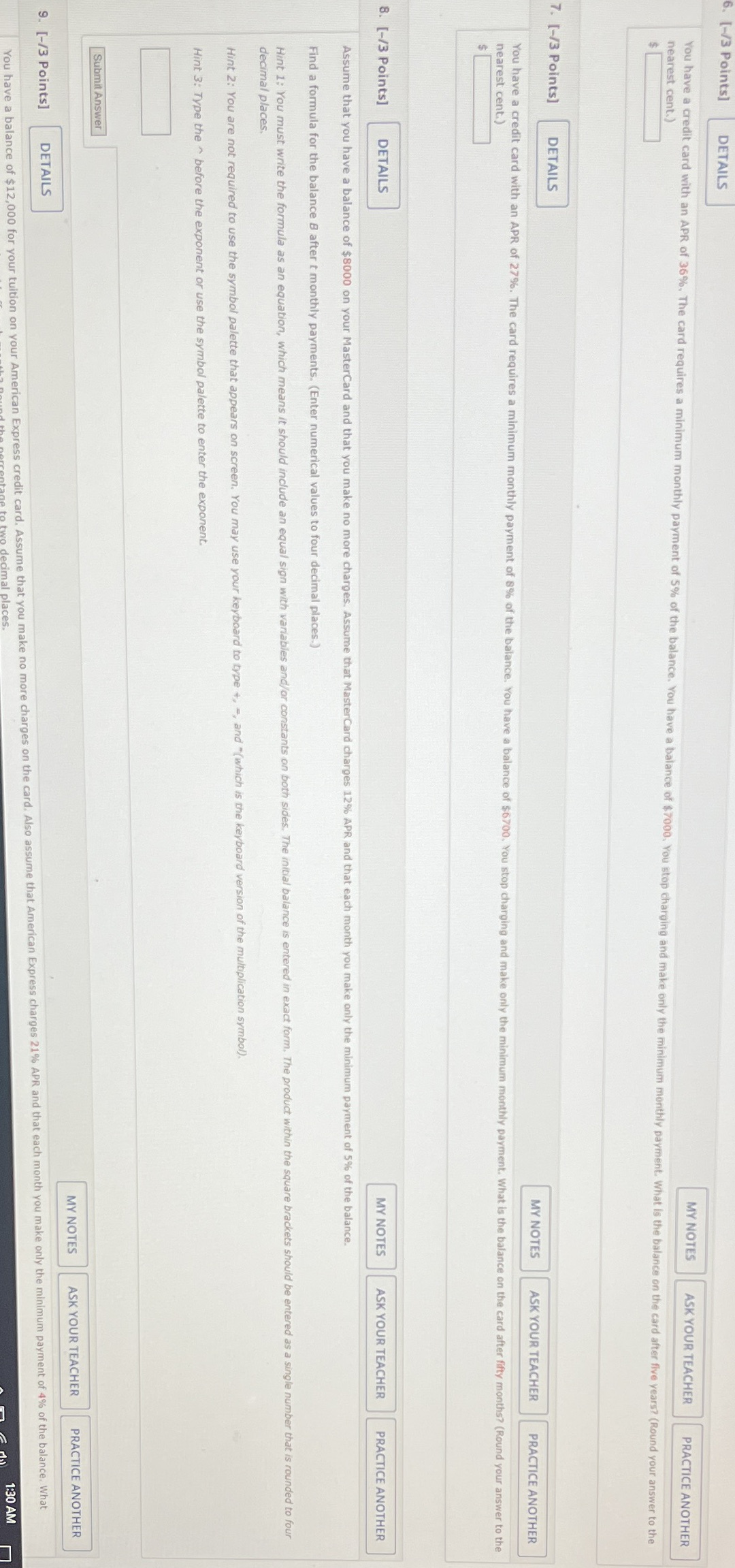  [-73 Points] DETAILS MY NOTES ASK YOUR TEACHER nearest cent.) PRACTICE