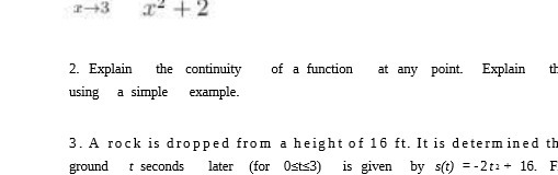  7-3 I-+2 2. Explain the continuity of a function at any