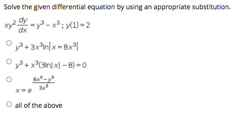 dy xy 2 dx y3- x3 ; y(1) =2 O V3 +