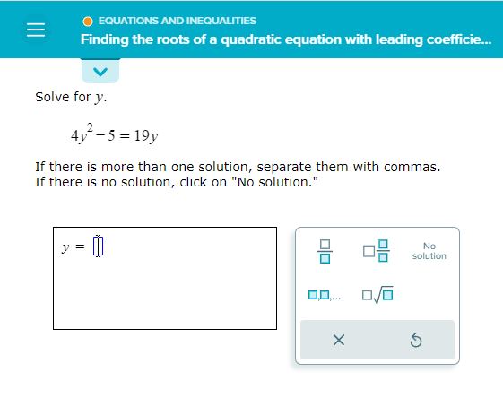 module is equations and inequalities, topic is Finding the roots of a