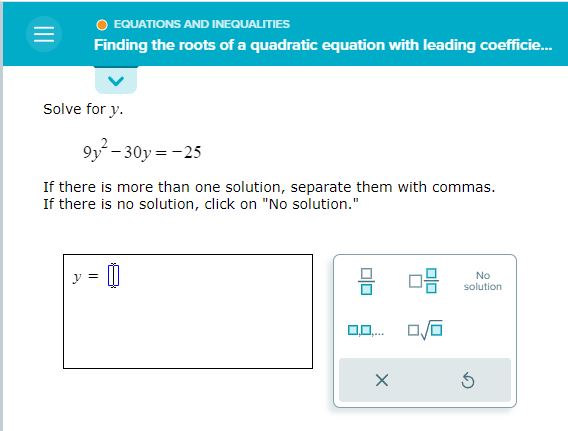 module is equations and inequalities, topic is Finding the roots of a