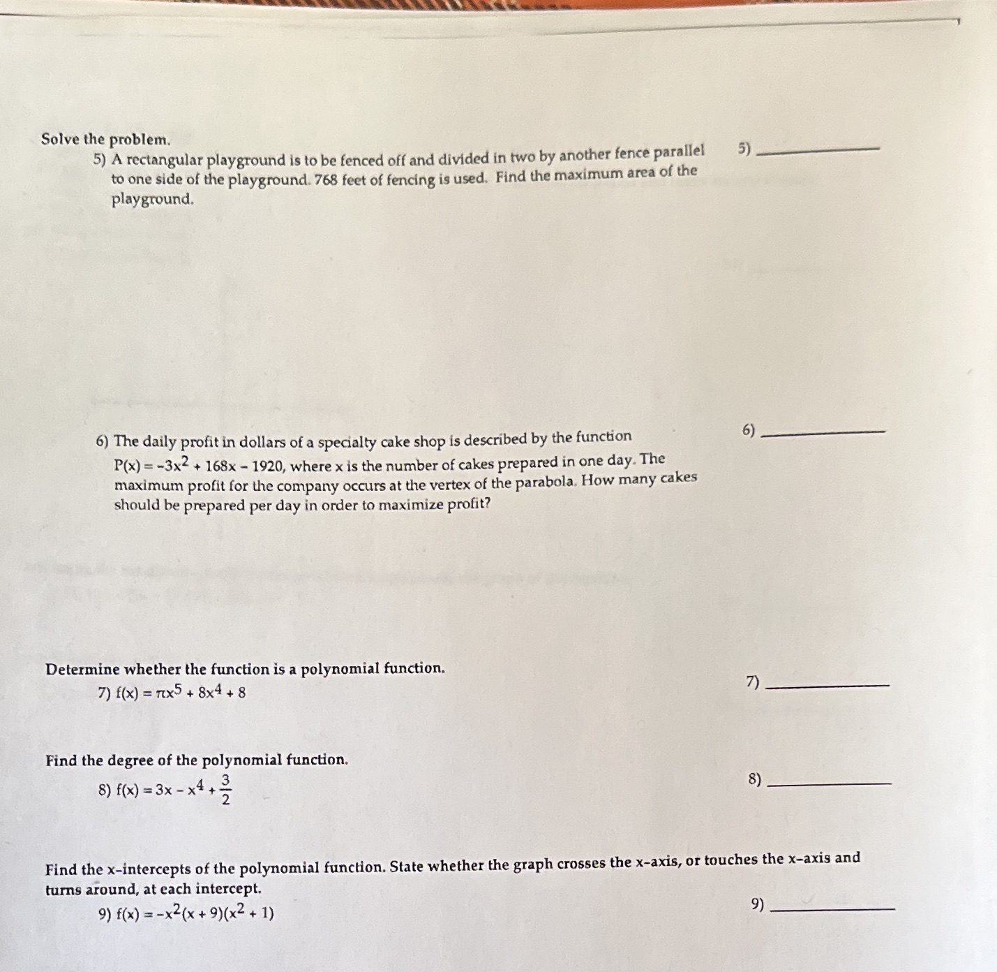  Solve the problem. 5) A rectangular playground is to be fenced