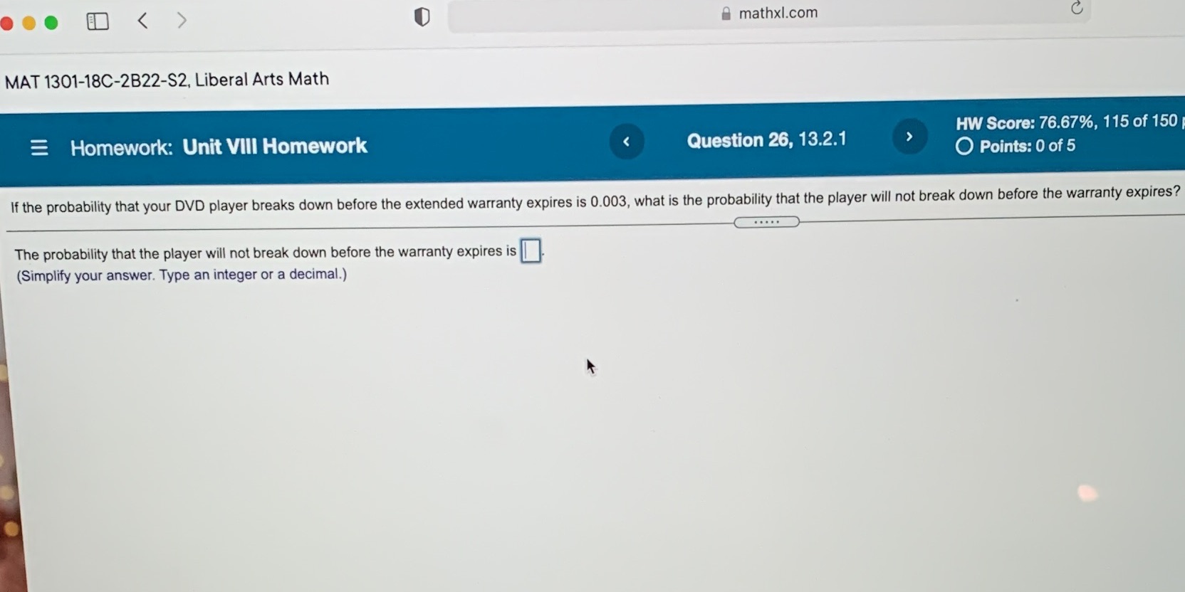 < > mathxl.com 2. = Homework: Unit VIII Homework Question 26, 13.2.1