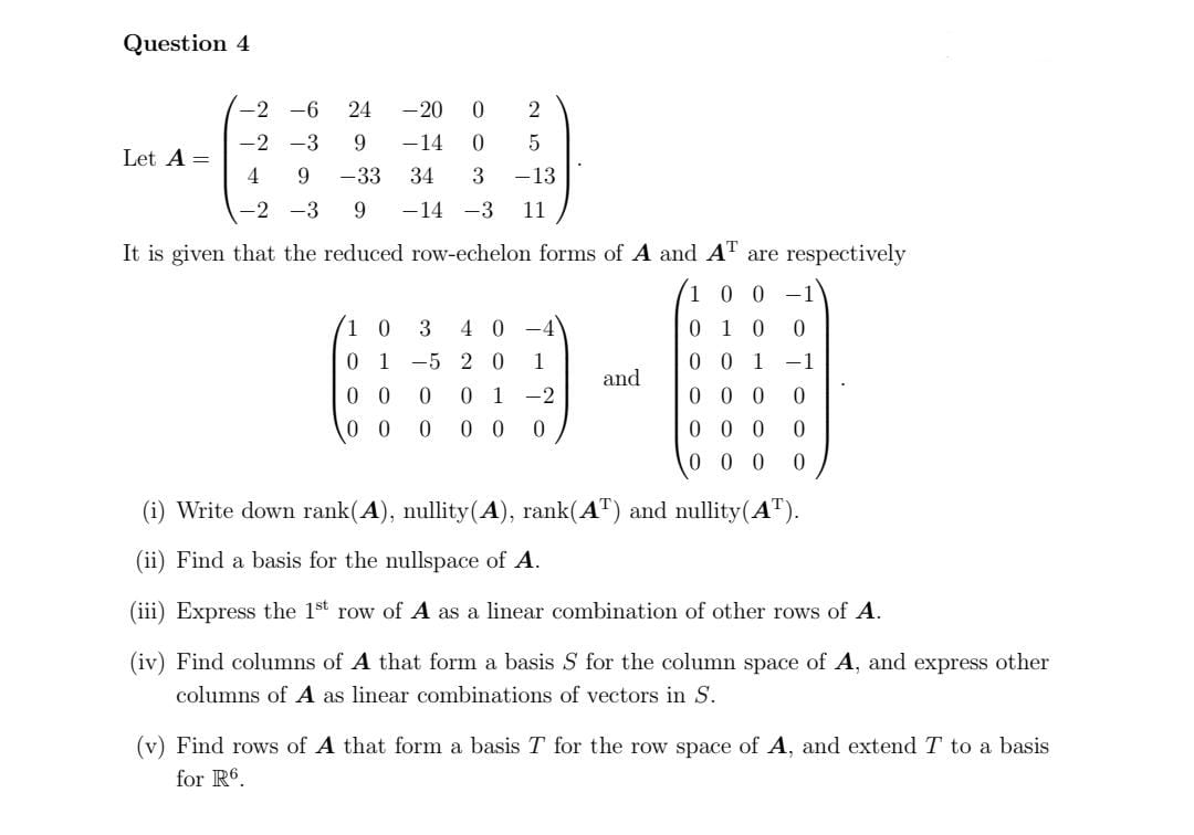 please provide hand written solution Question 4 -2 -6 24 -20 0