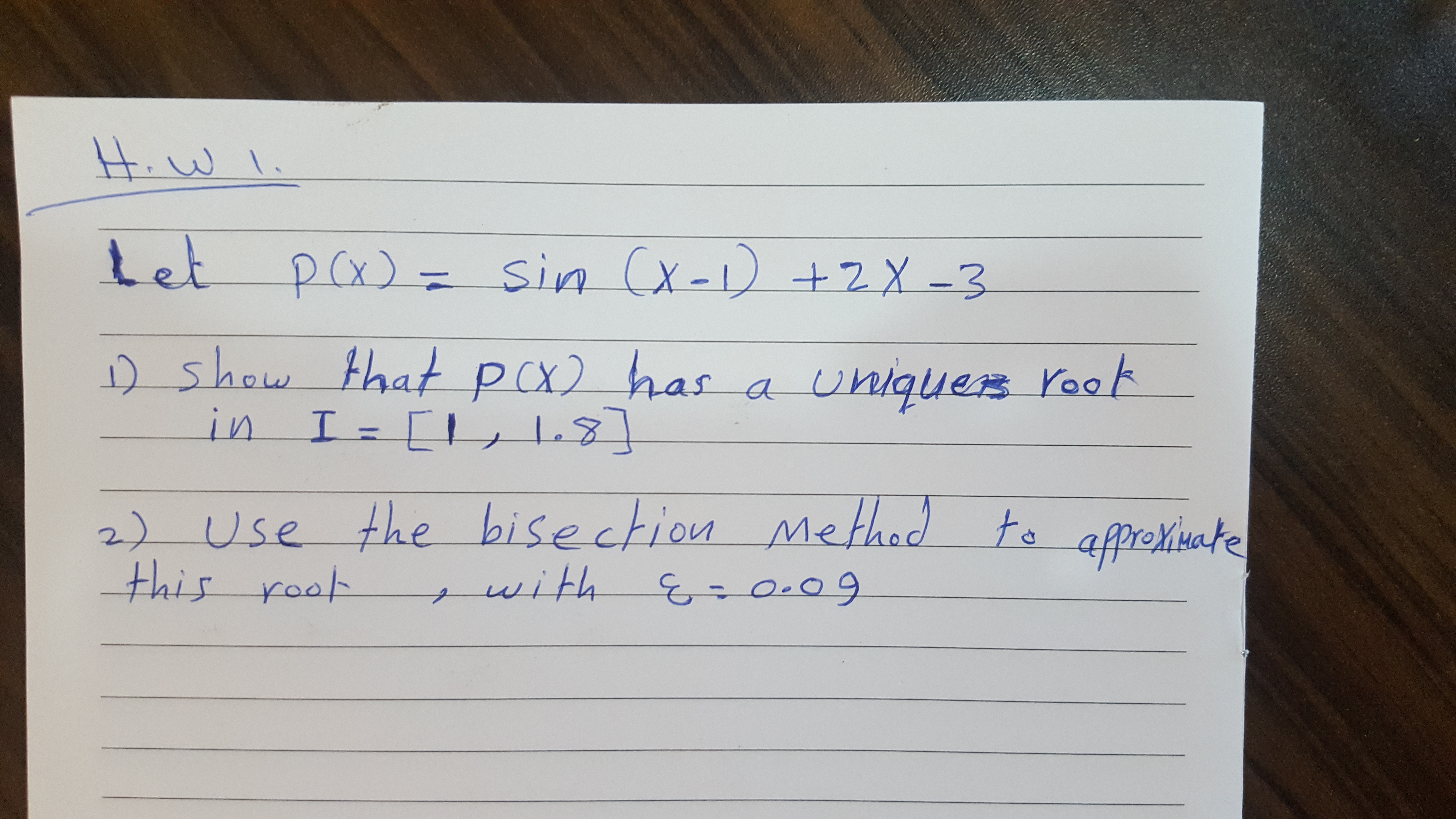 Numerical Analysis H. WI . Let p ( x ) = sin