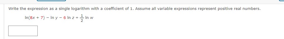  Write the expression as a single logarithm with a coefficient of