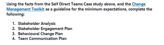  Using the facts from the Self Direct Teams Case study above,