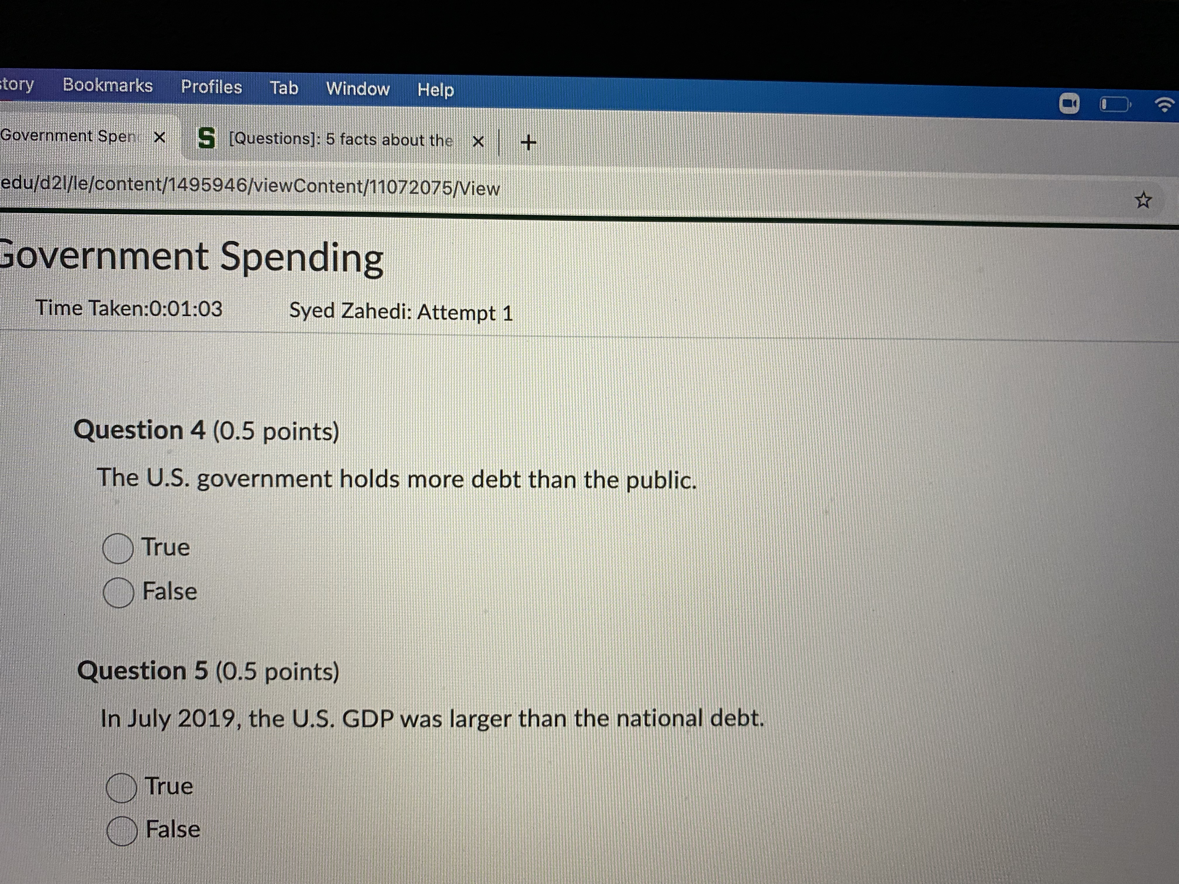 2,621,984,228,675,650,147,435,579,309,984 Zy Bookmarks Profiles Tab Window Help vernment Spend X S [Questions]: