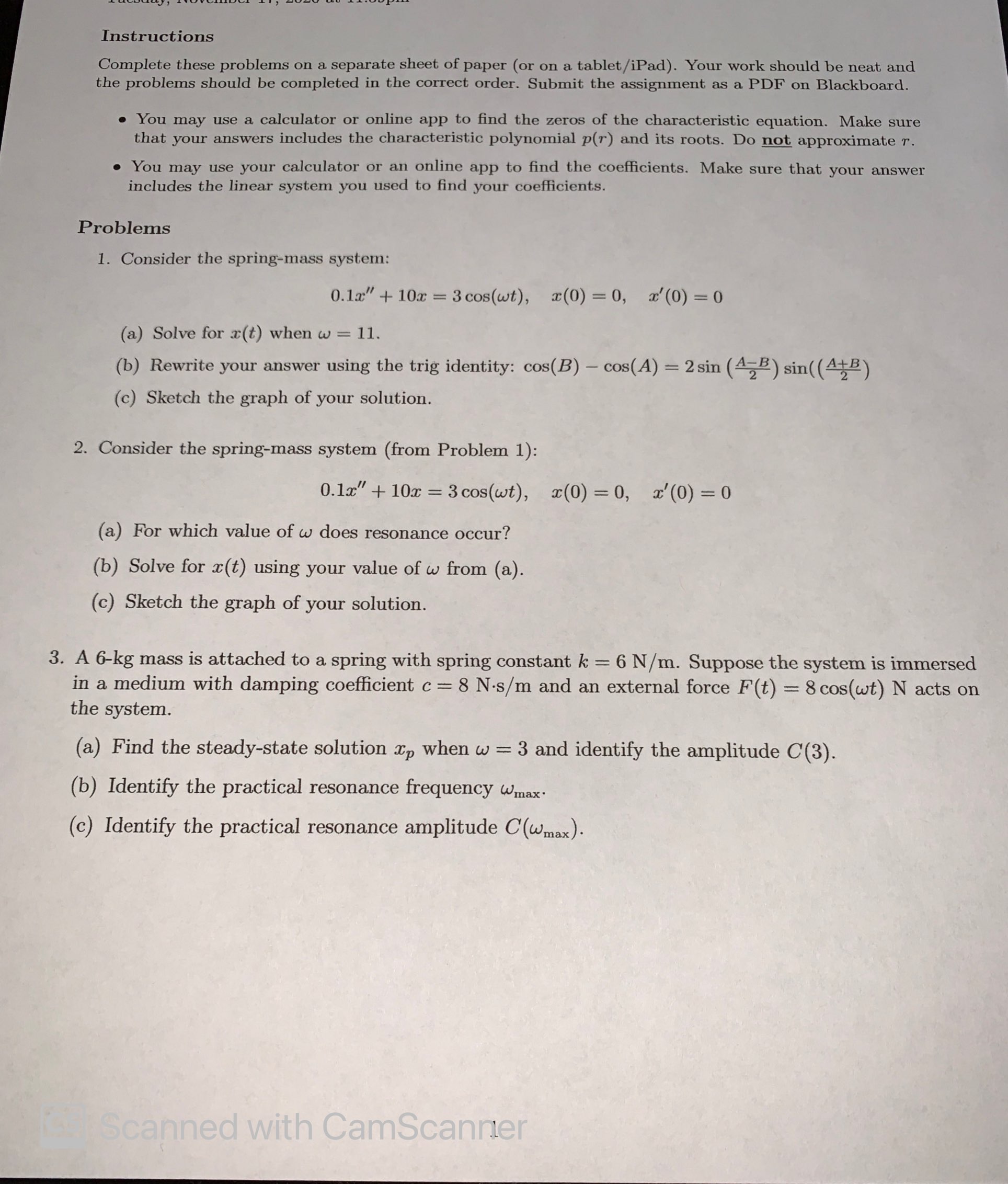 Please help answer the following questions Instructions Complete these problems on a
