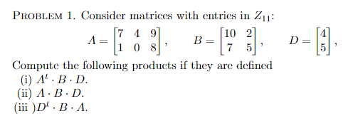 Coding Theory Question in Math, where Z_11 = {0,1,2,3,4,5...,10} PROBLEM 1. Consider