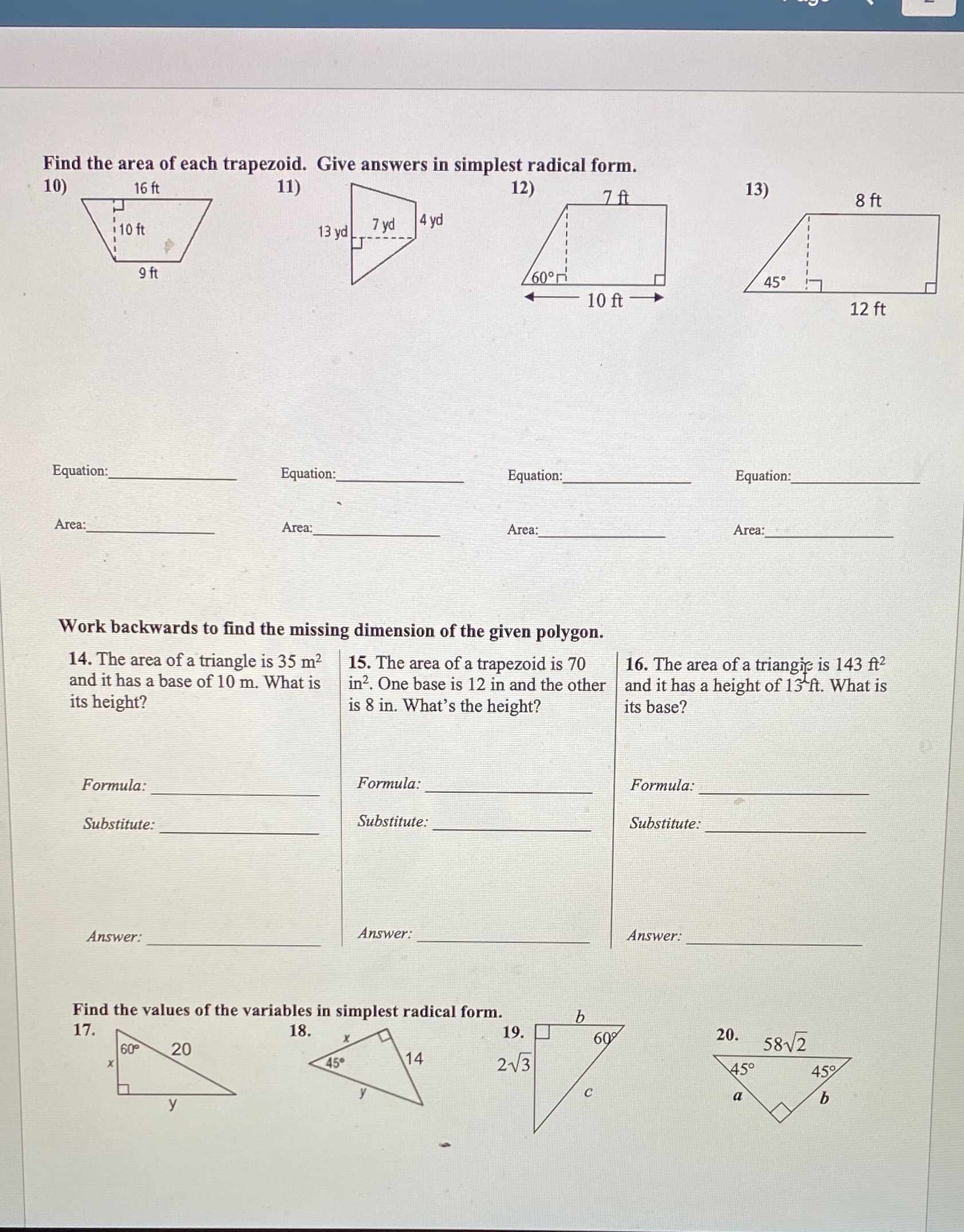 Hi! Please complete every single question on PAPER, remember to show written