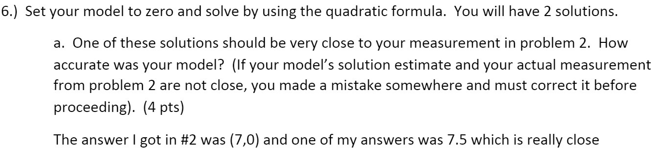  6.) Set your model to zero and solve by using the