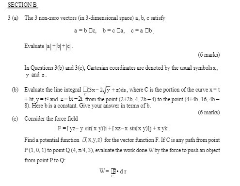  SECTION B 3 (a) The 3 non-zero vectors (in 3-dimensional space)