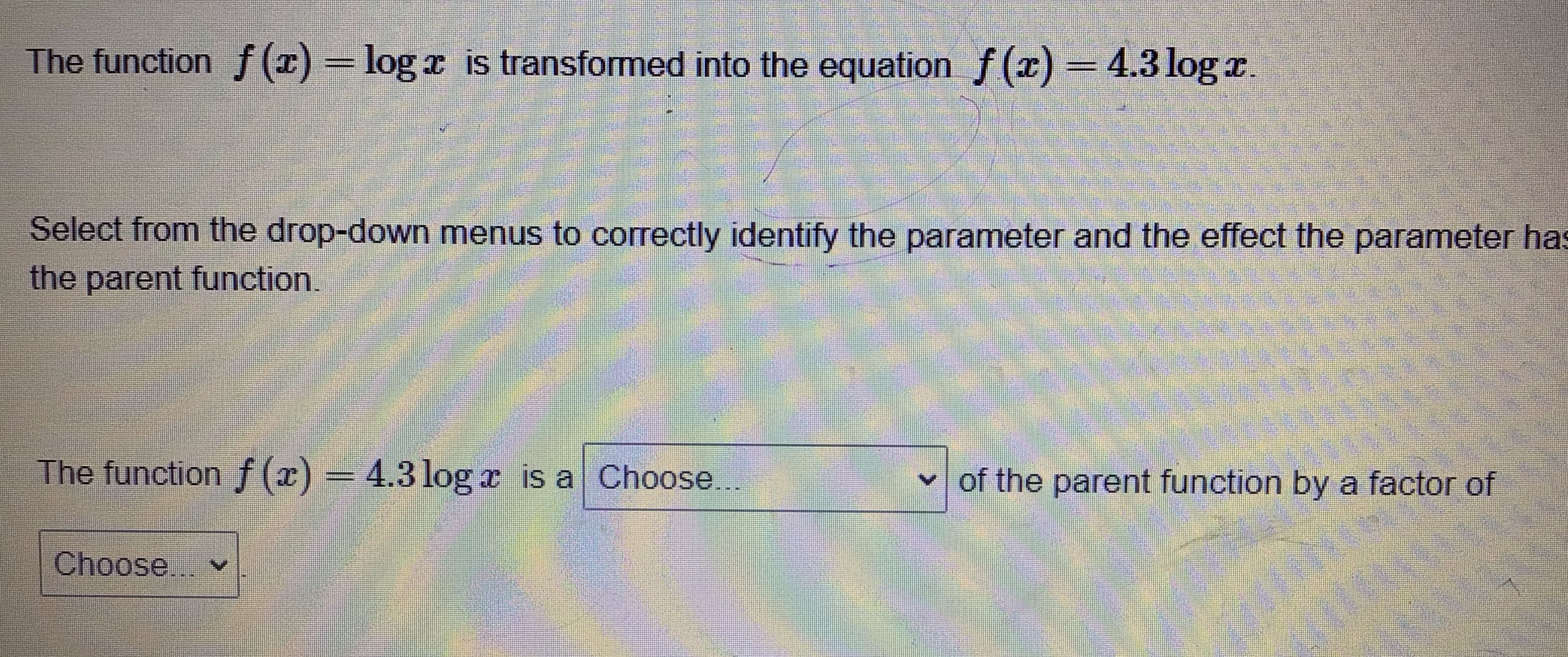  The function f (x) - log is transformed into the equation