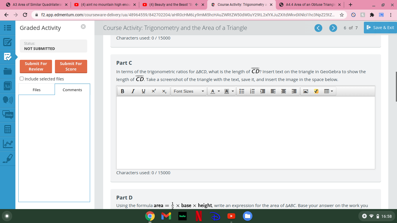 A4.4 Area of an Obtuse Triangle X + X C A Not
