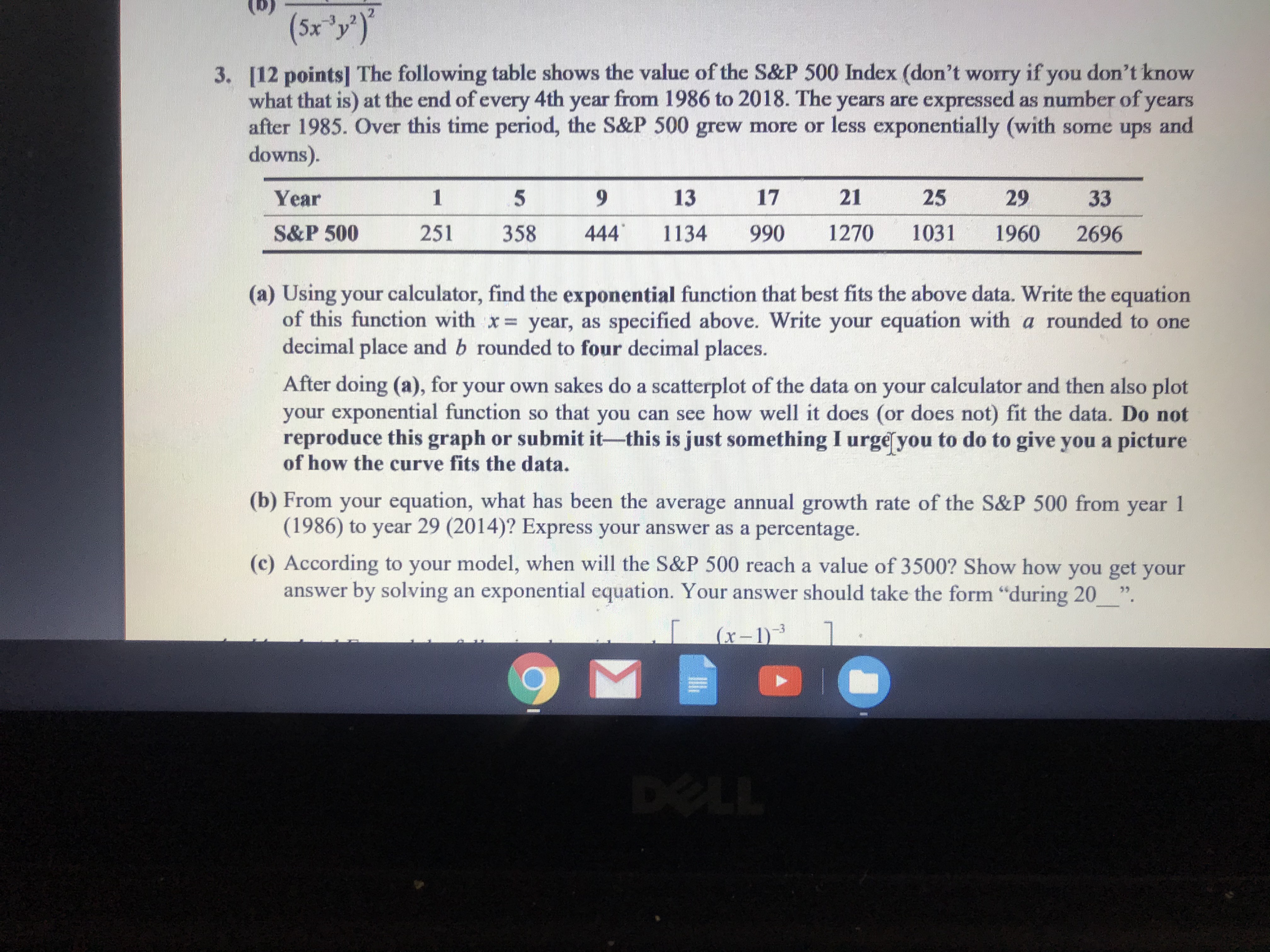  need help solving question 3) a,b and c (D) (5x 32)2